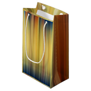 Sacola Para Presentes Pequena Abstrato Stripes Espectro Fundo Azul Dourado