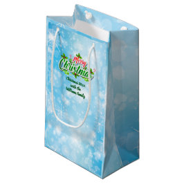 Sacola Para Presentes Pequena Adicionar Nome Correspondente a Feliz Natal Azul P