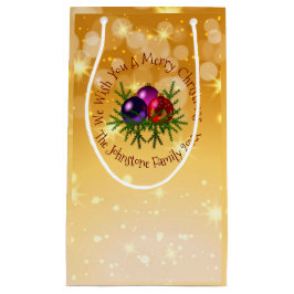 Sacola Para Presentes Pequena Adicionar Nome Correspondente ao Natal no Dourado 