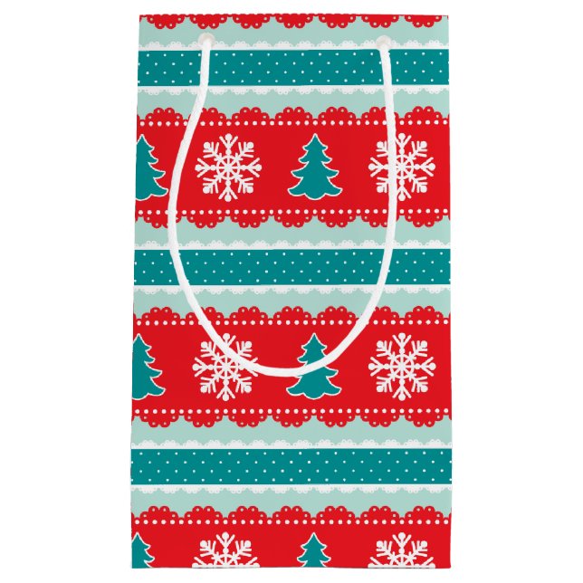 Sacola Para Presentes Pequena Adorável padrão Bolinhas de flocos de neve de Nata (Frente)