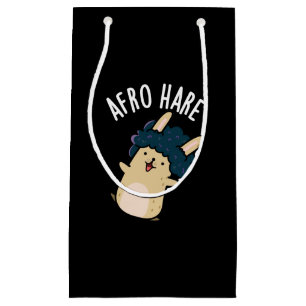 Sacola Para Presentes Pequena Afro Hare Engraçado Coelho com Afro Pun Dark BG