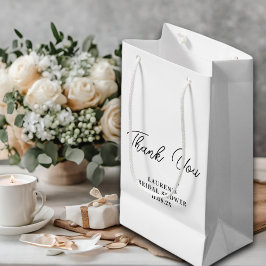 Sacola Para Presentes Pequena Agradecimento Minimalista Branco para Chá de Noiva