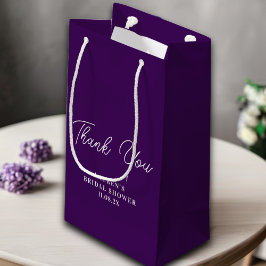 Sacola Para Presentes Pequena Agradecimento Minimalista Roxo para Chá de Noiva