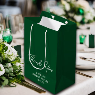 Sacola Para Presentes Pequena Agradecimento Minimalista Verde Esmeralda para Chá