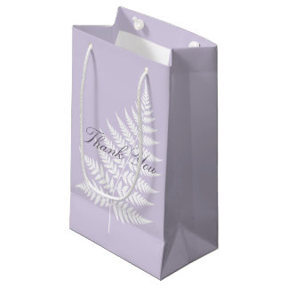 Sacola Para Presentes Pequena Agradecimento Moderno de Lavanda Suave e Samambaia
