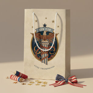 Sacola Para Presentes Pequena Águia Americana EUA 250 Motivo Art Nouveau ID1304