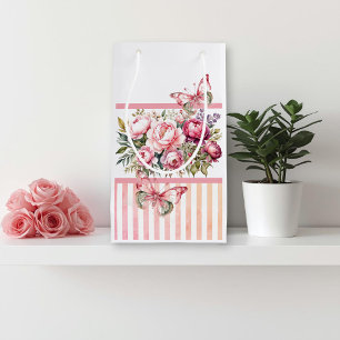 Sacola Para Presentes Pequena Algodão Floral Rosa Pequeno Saco Presente