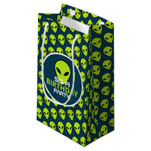 Sacola Para Presentes Pequena Alienígena Green Sci-fi, Aniversário