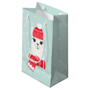Sacola Para Presentes Pequena Alpaca de Natal bonito