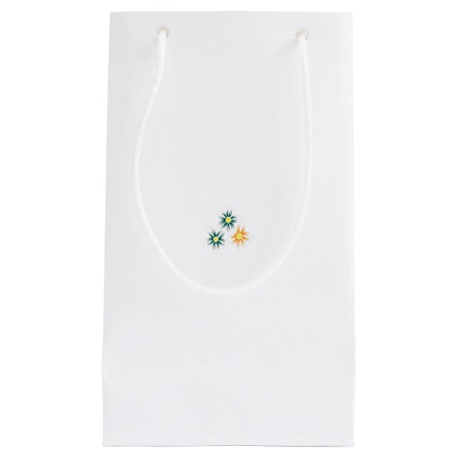 Sacola Para Presentes Pequena Amarelo de Banana, Verde Azul Escuro, decorativo (Frente)