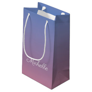 Sacola Para Presentes Pequena Ambre verde-rosa claro e azul