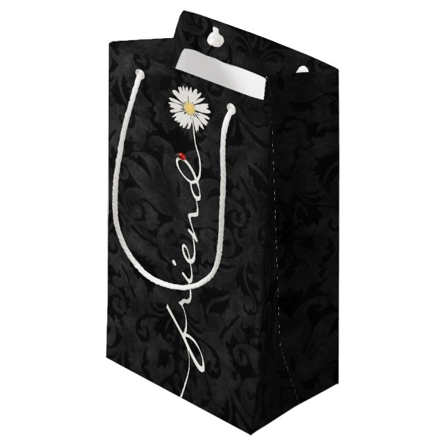 Sacola Para Presentes Pequena Amigo Daisy e Ladybug Damask (Frente inclinada)