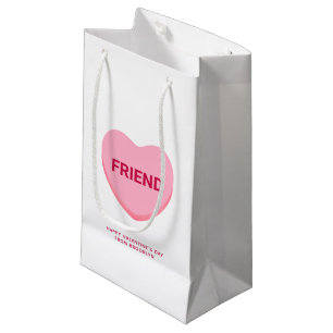 Sacola Para Presentes Pequena Amigo, Dia de os namorados de coração branco rosa 