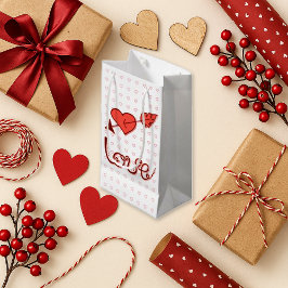 Sacola Para Presentes Pequena Amor Cardíaco Branca de Seta Rosa Doce