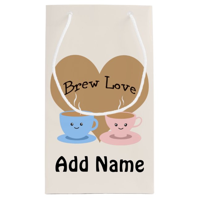 Sacola Para Presentes Pequena Amor da fermentação! Canecas de café (Verso)