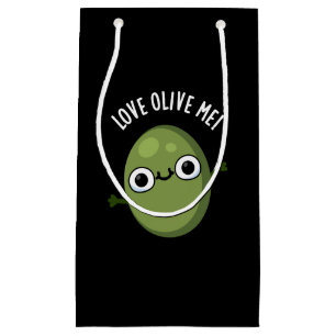Sacola Para Presentes Pequena Amor Olive Me Engraçado Comida Pun Dark BG