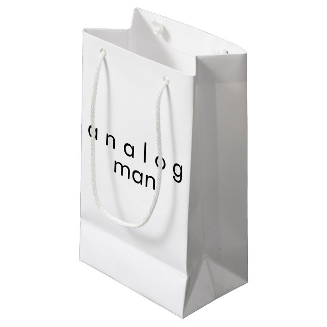 Sacola Para Presentes Pequena Analog Man White (Frente inclinada)