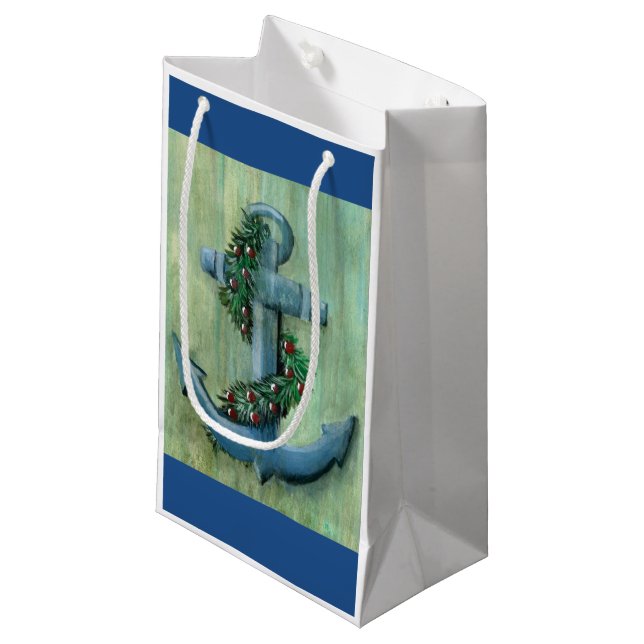 Sacola Para Presentes Pequena Anchor e Garland Holiday Gift Bag (Frente inclinada)