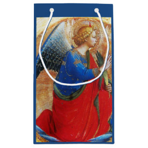 SACOLA PARA PRESENTES PEQUENA ÂNGULO DOURADO VERMELHO E AZUL