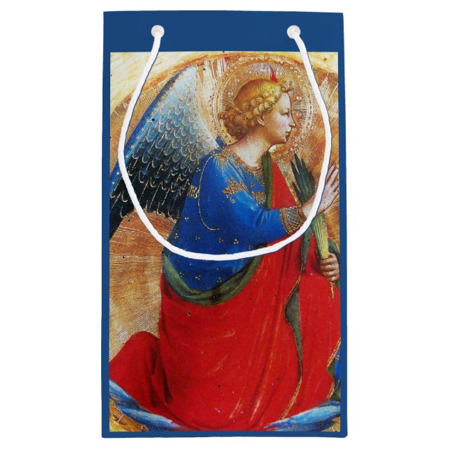 SACOLA PARA PRESENTES PEQUENA ÂNGULO DOURADO VERMELHO E AZUL (Verso)