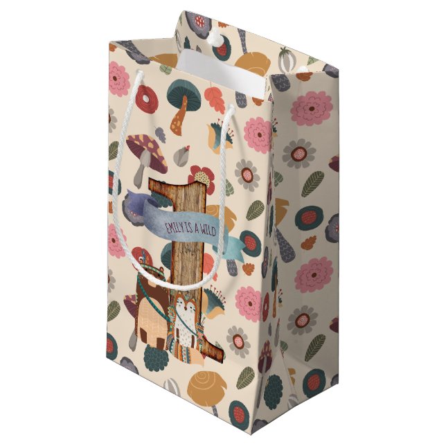 Sacola Para Presentes Pequena Animais da Floresta primeiros aniversarios Selvage (Frente inclinada)