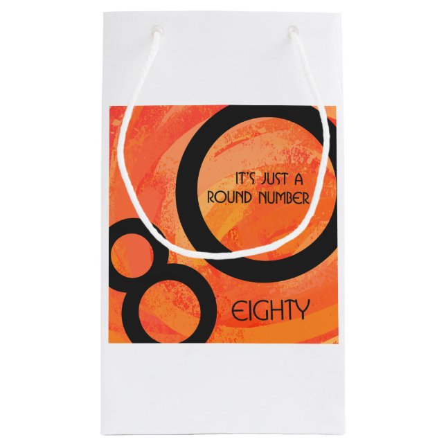 Sacola Para Presentes Pequena Aniversário da Década Laranja 80 (Verso)