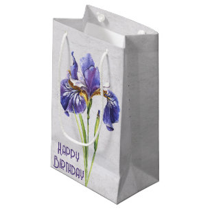 Sacola Para Presentes Pequena Aniversário da Flor Roxo Iris