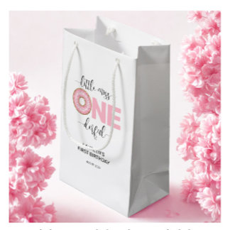 Sacola Para Presentes Pequena Aniversário de 1 ano da Pequena Senhorita Rosa