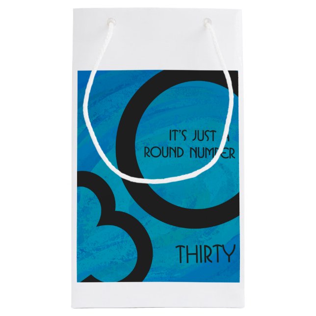 Sacola Para Presentes Pequena Aniversário de 30 Décadas Azul (Verso)