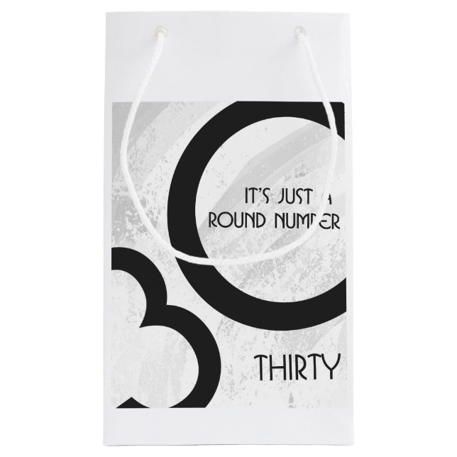 Sacola Para Presentes Pequena Aniversário de 30 Décadas Branco (Verso)