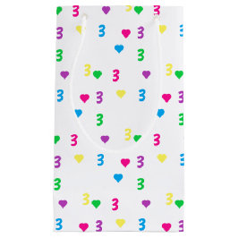 Sacola Para Presentes Pequena Aniversário de 3 anos do arco-íris