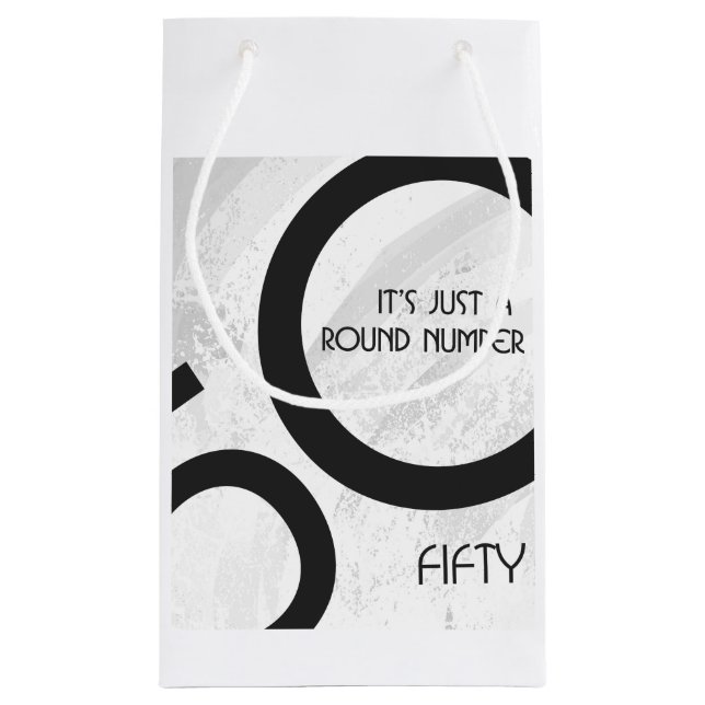 Sacola Para Presentes Pequena Aniversário de 50 Décadas Branco (Verso)