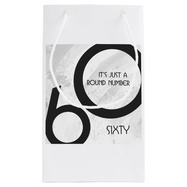 Sacola Para Presentes Pequena Aniversário de 60 Décadas Branco (Verso)