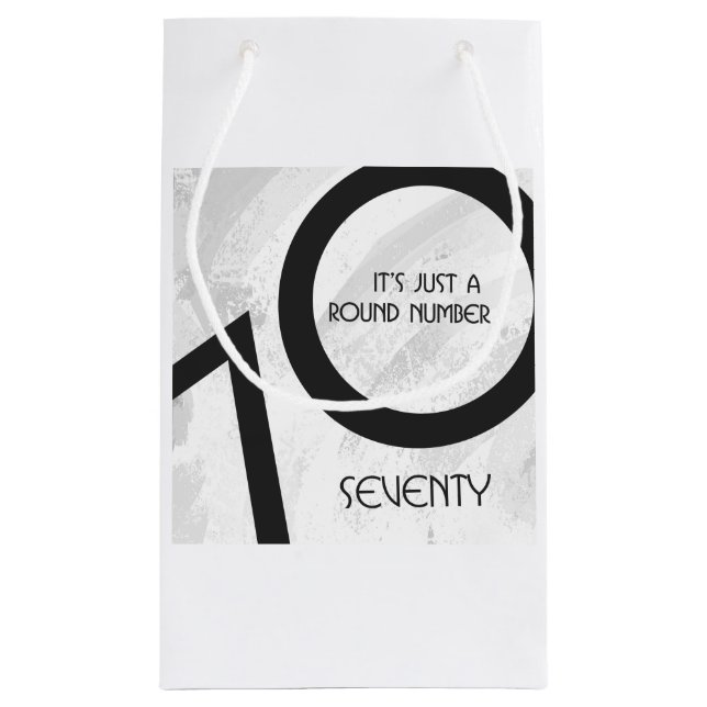 Sacola Para Presentes Pequena Aniversário de 70 Décadas Branco (Verso)