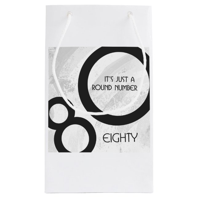 Sacola Para Presentes Pequena Aniversário de 80 Décadas Branco (Verso)