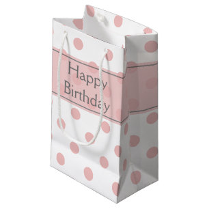 Sacola Para Presentes Pequena Aniversário de Bolinhas Rosa