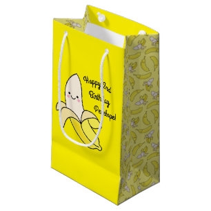 Sacola Para Presentes Pequena Aniversário de criança de Banana Cute