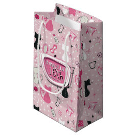 Sacola Para Presentes Pequena Aniversário de Gatos de Coração Rosa de meio sécul