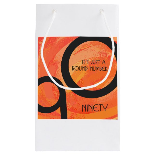 Sacola Para Presentes Pequena Aniversário do 90 da Década de Laranja (Verso)