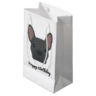 Sacola Para Presentes Pequena Aniversário do Cachorro Francês Azul