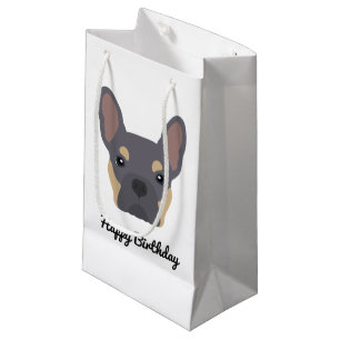 Sacola Para Presentes Pequena Aniversário do Cachorro Lilac e do Cachorro Francê