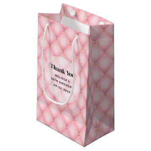 Sacola Para Presentes Pequena Aniversário do Padrão de Diamante Rosa Tufado - Ob