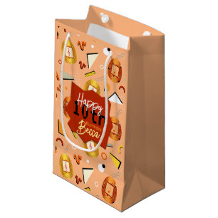 Sacola Para Presentes Pequena Aniversário do Retro Orange Tamagotchi
