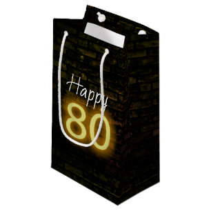 Sacola Para Presentes Pequena Aniversário Neon 80 Sinal em Brick