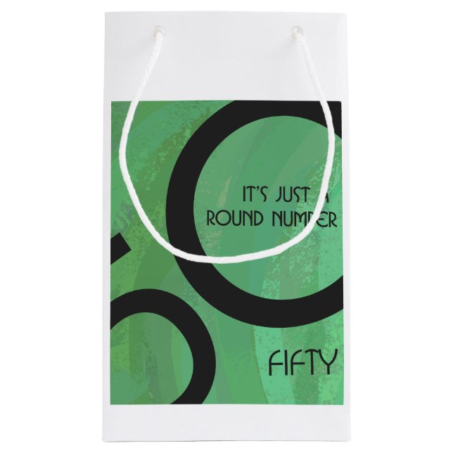 Sacola Para Presentes Pequena Aniversário Verde de 50 Décadas (Verso)