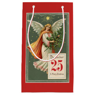 Sacola Para Presentes Pequena Anjo do natal vintage