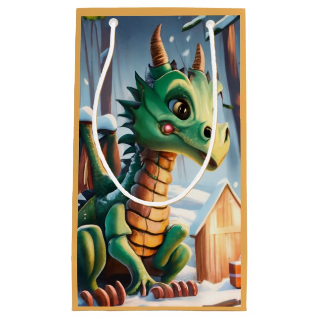 Sacola Para Presentes Pequena Ano Novo Chinês Da Porta copos Do Dragão Sandstone (Frente)