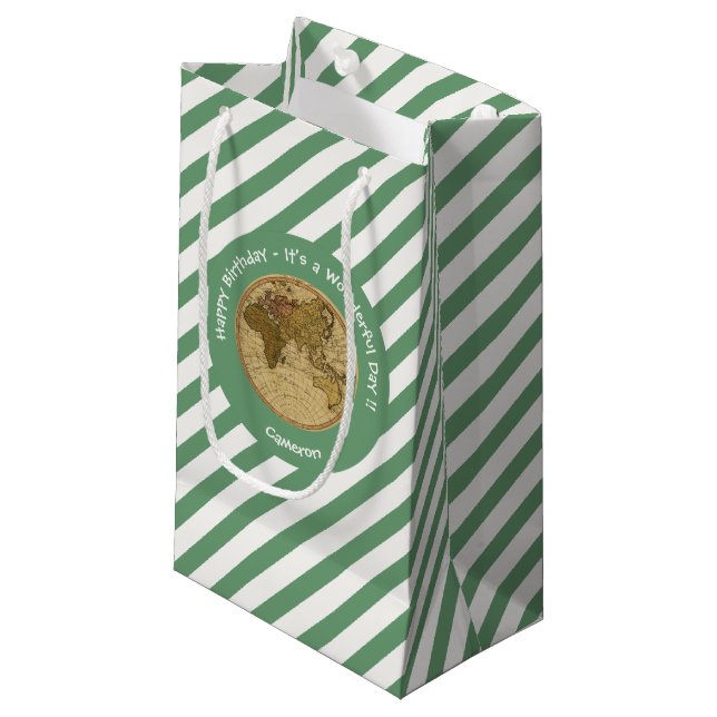 Sacola Para Presentes Pequena Antiguidade 1786 - Partido Tema do Mapa do Hemisfé (Frente inclinada)