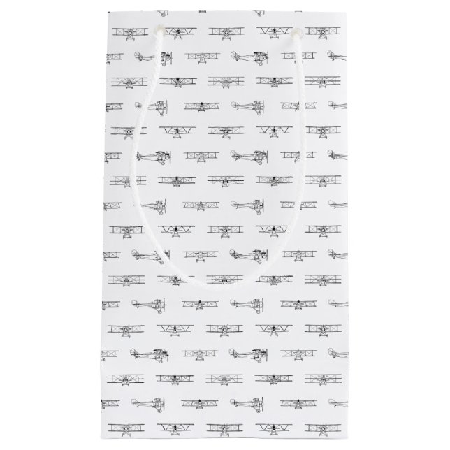 Sacola Para Presentes Pequena Antiguidade Aviões Aeronáuticos e COR PERSONALIZAD (Frente)