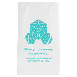 Sacola Para Presentes Pequena Aqua D20 Dice Wedding Bag